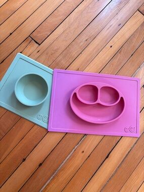 ezpz Silicone Kids Mealtime Set - Pink & Mint